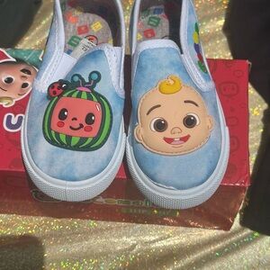 Kids Blue Cartoon Slip-On Shoes